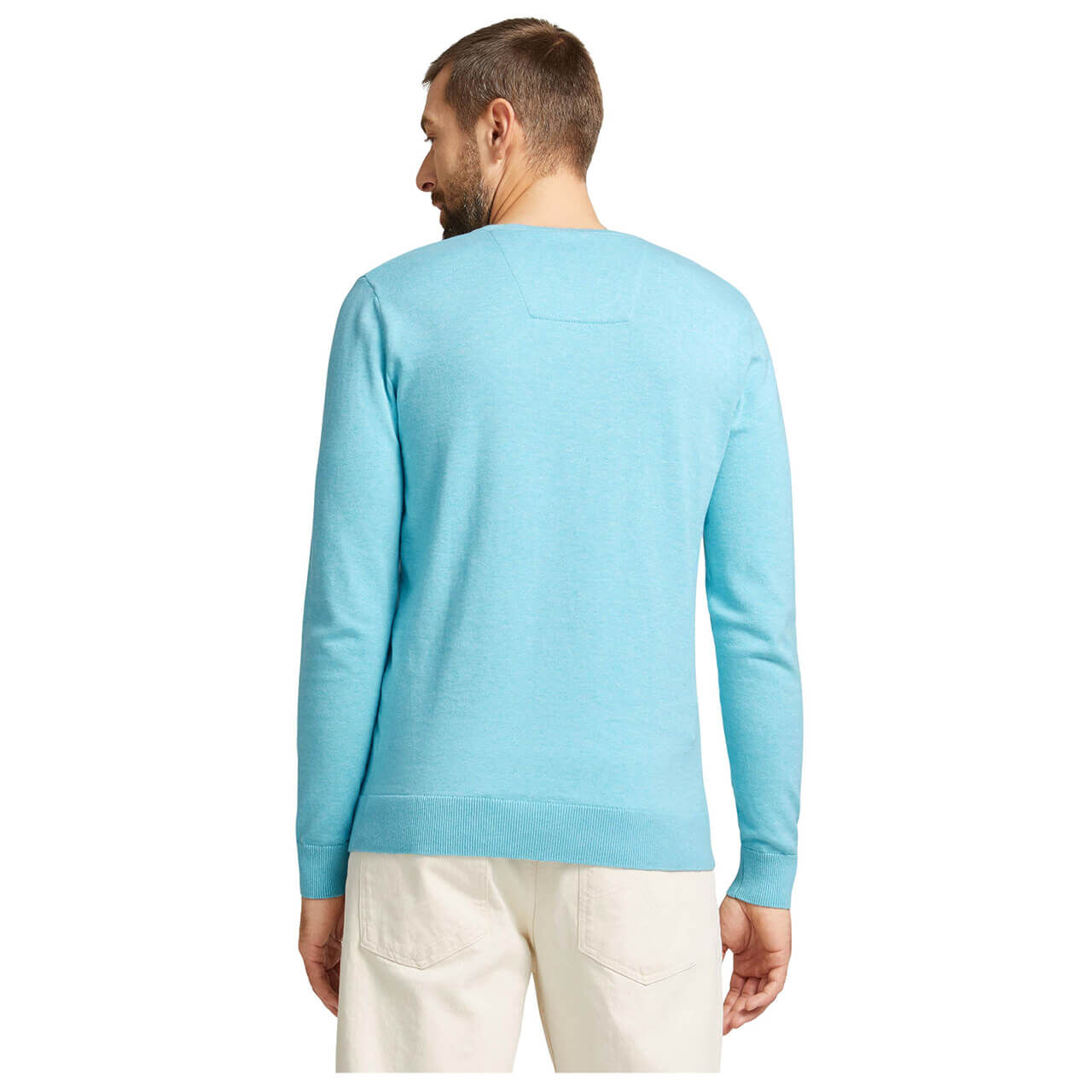 Tom Tailor Basic V-neck Sweater für Herren in Türkisblau, FarbNr.: 29541