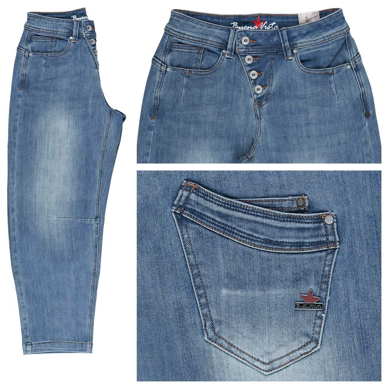 Buena Vista Malibu 7/8 Relaxed Stretch Denim Jeans mid stone