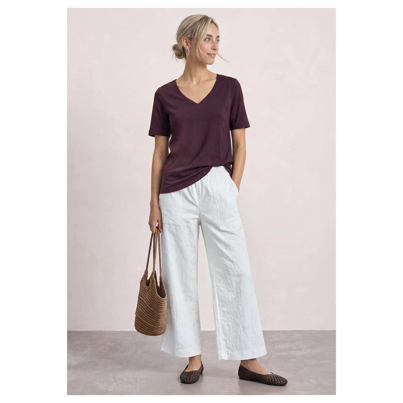 Damen T-Shirt Ada von Street One in Lila, Ganzkörperansicht Model vorne