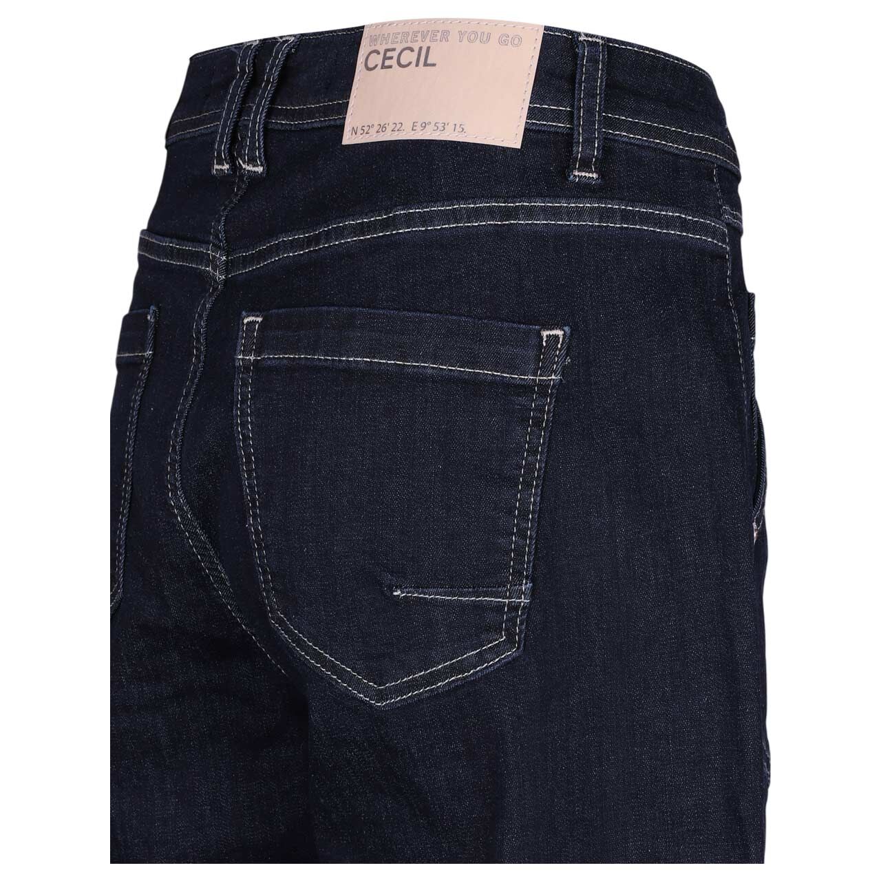 Damenjeans von Cecil in der Farbe Dunkelblau, Seitansicht hinten