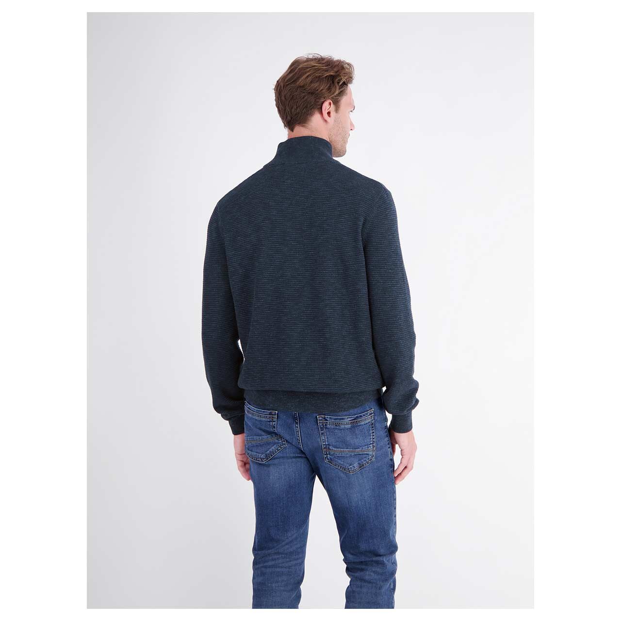 Herren Pullover Troyer von Lerros in Dunkelblau, Rückansicht am Model