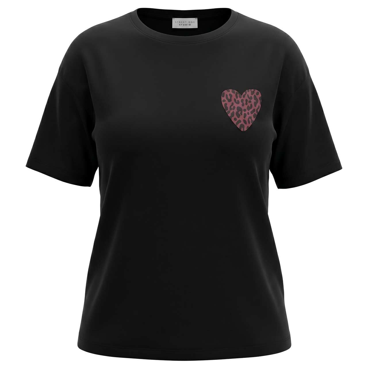 Street One Studio Damen T-Shirt Printed Leo Heart black