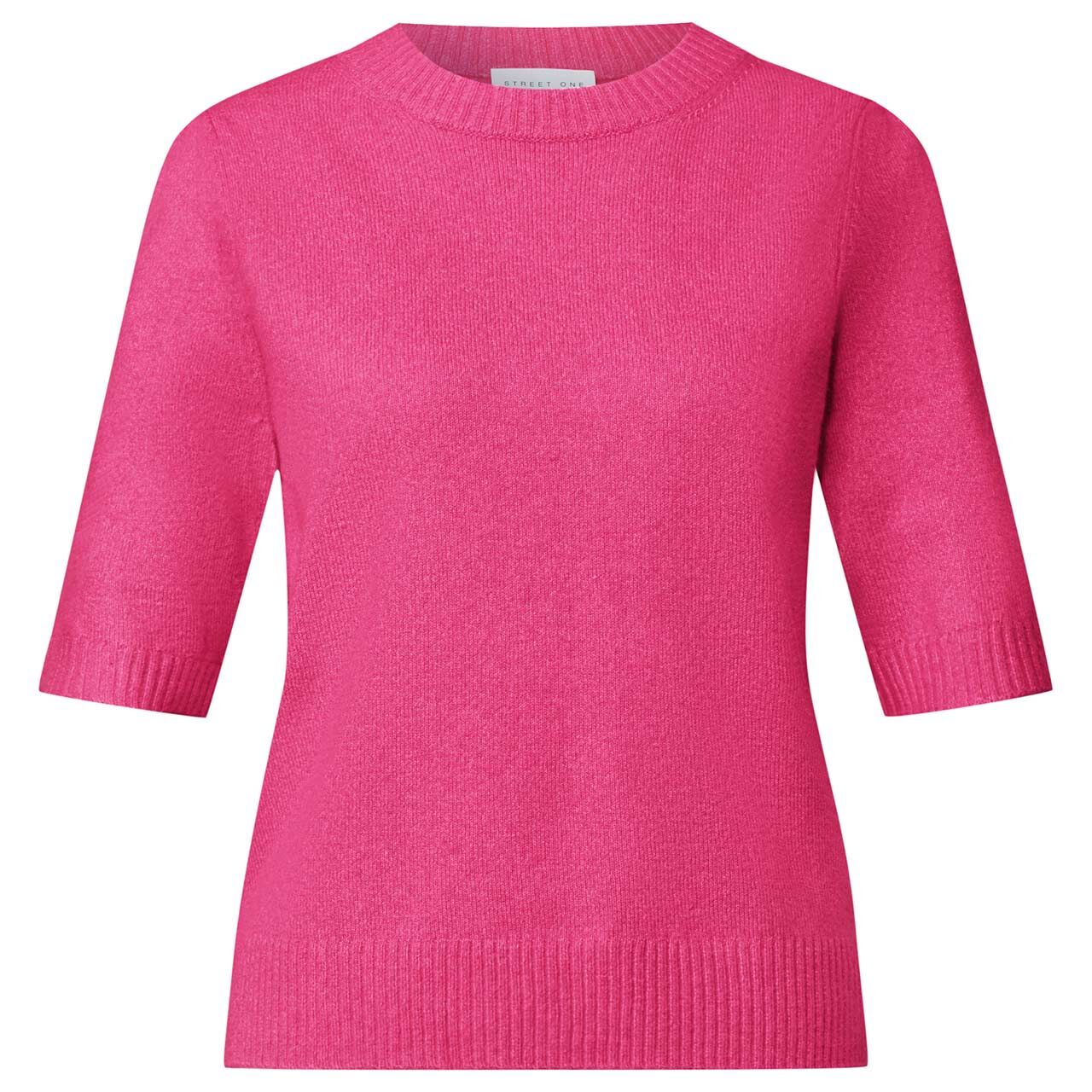 Street One Studio Damen Kurzarm Pullover Short Sleeve ruby raspberry melange