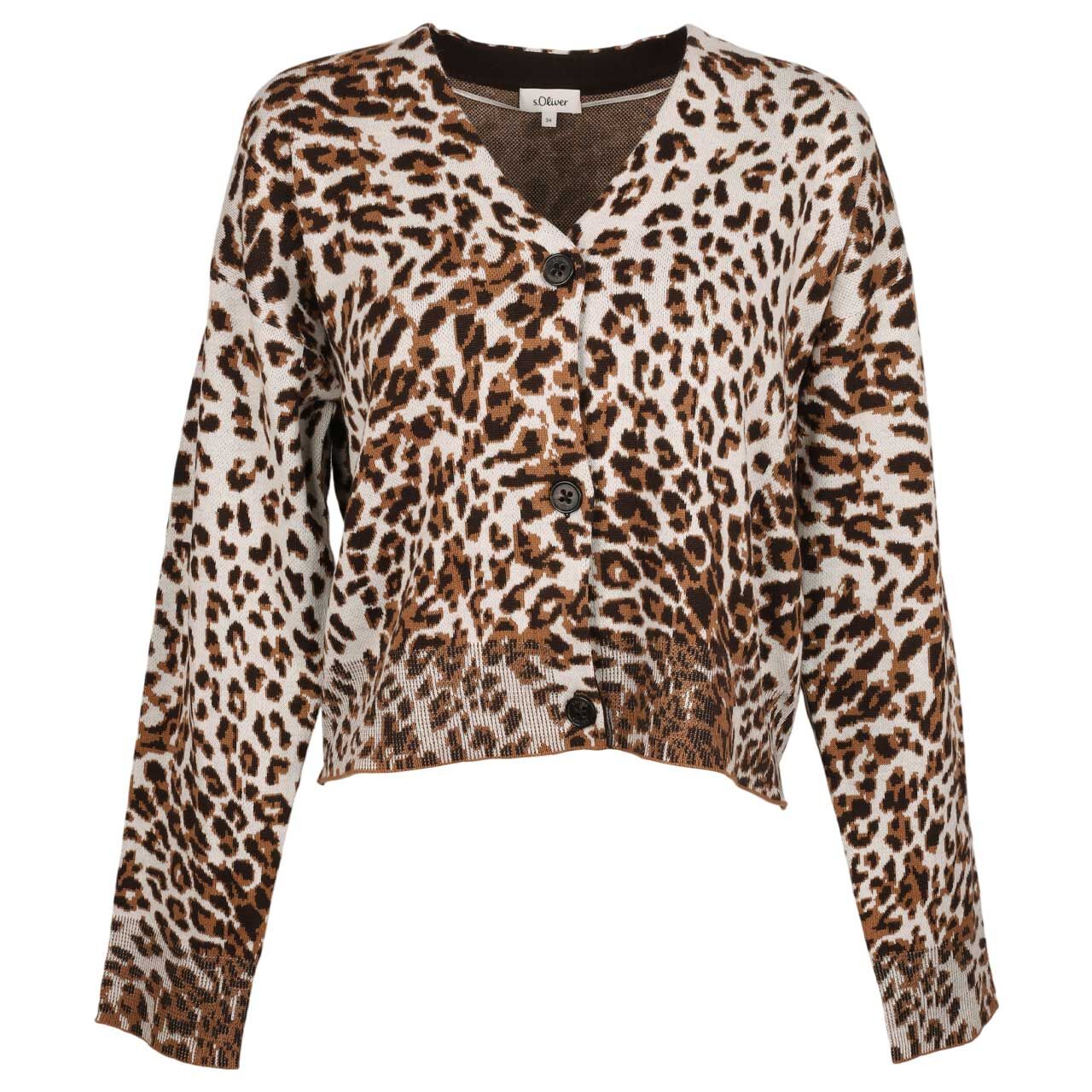 s.Oliver Damen Strickjacke almond white print