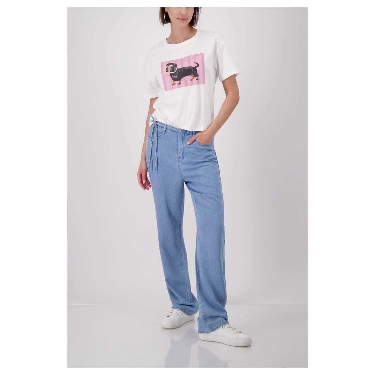 Damen T-Shirt von Monari in Weiß mit Print, Ganzkörperansicht