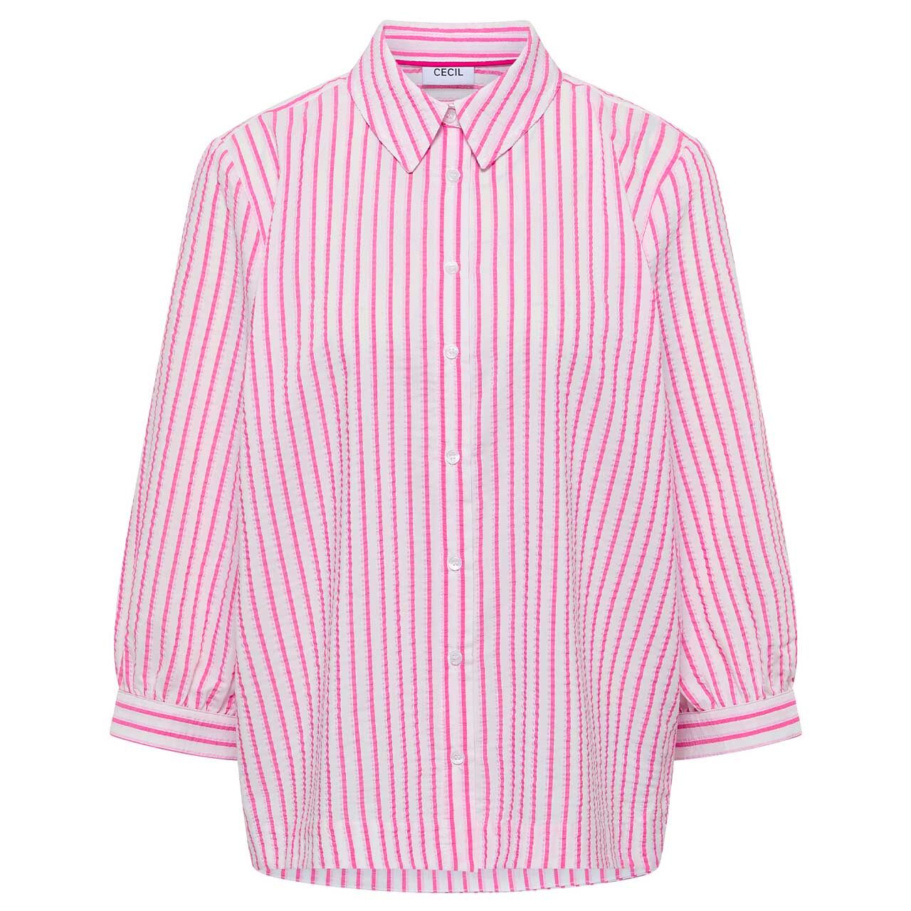 Cecil Damen 3/4 Arm Bluse Seersucker Multistripe beetroot pink