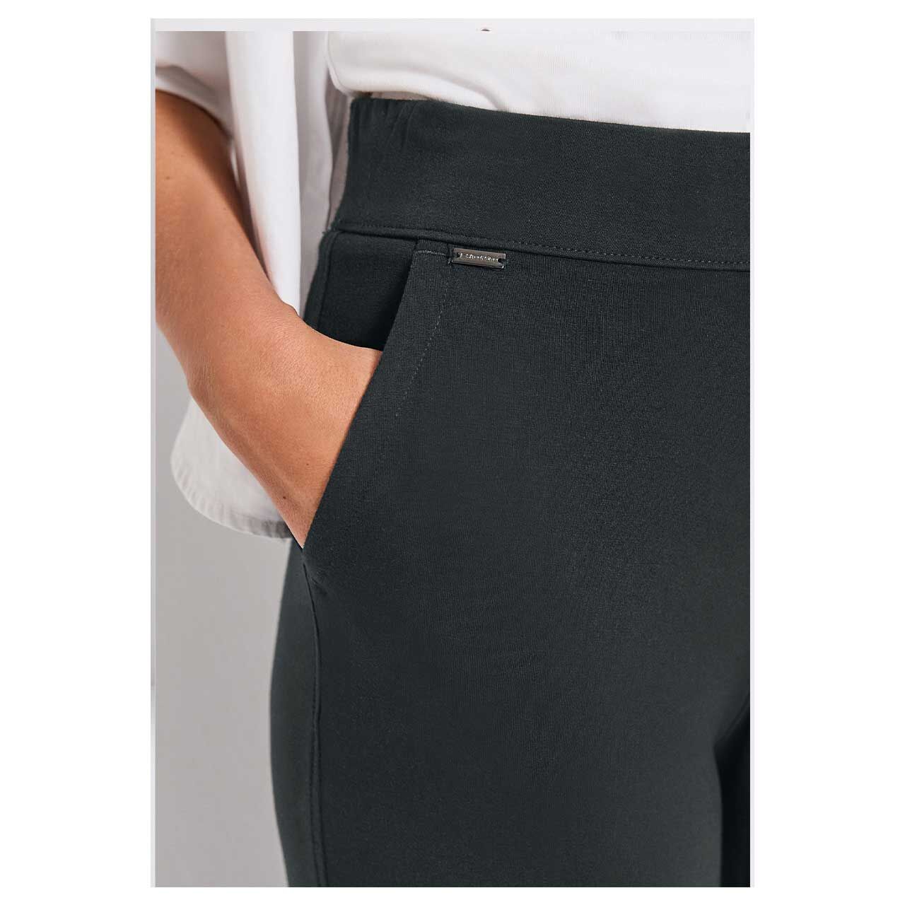 Stretch Damen 7/8 Hose Emee Wide Leg von Street One in Dunkelgrün mit der Farbnummer 16618, Detailansicht Tasche