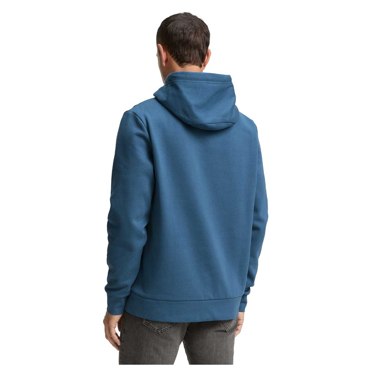 Herren Hoodie Sweatshirt von Tom Tailor in Blau mit Print, Rückansicht am Model