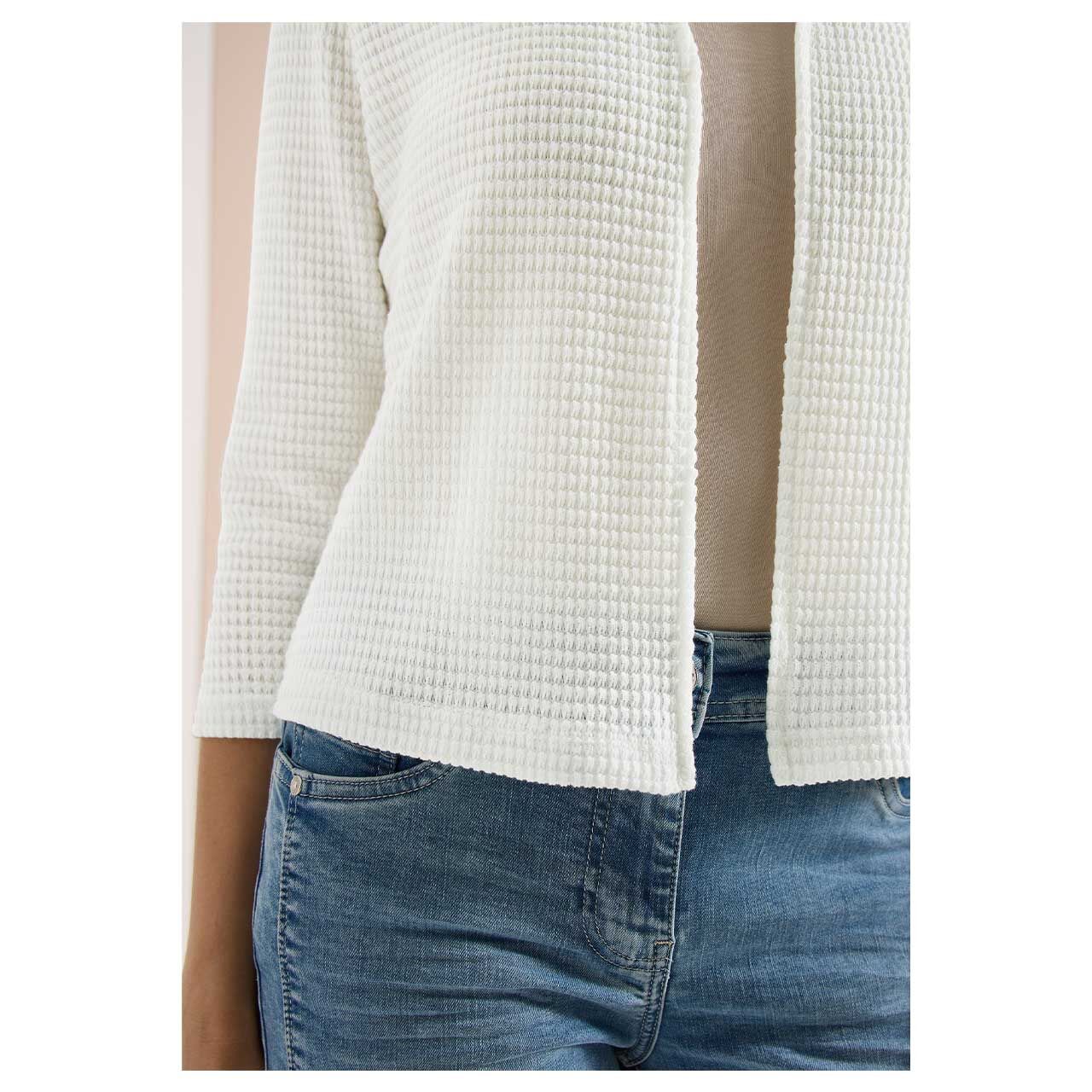 Cecil Damen 3/4 Arm Strickjacke Ajour Knit Open Jacket vanilla white cream