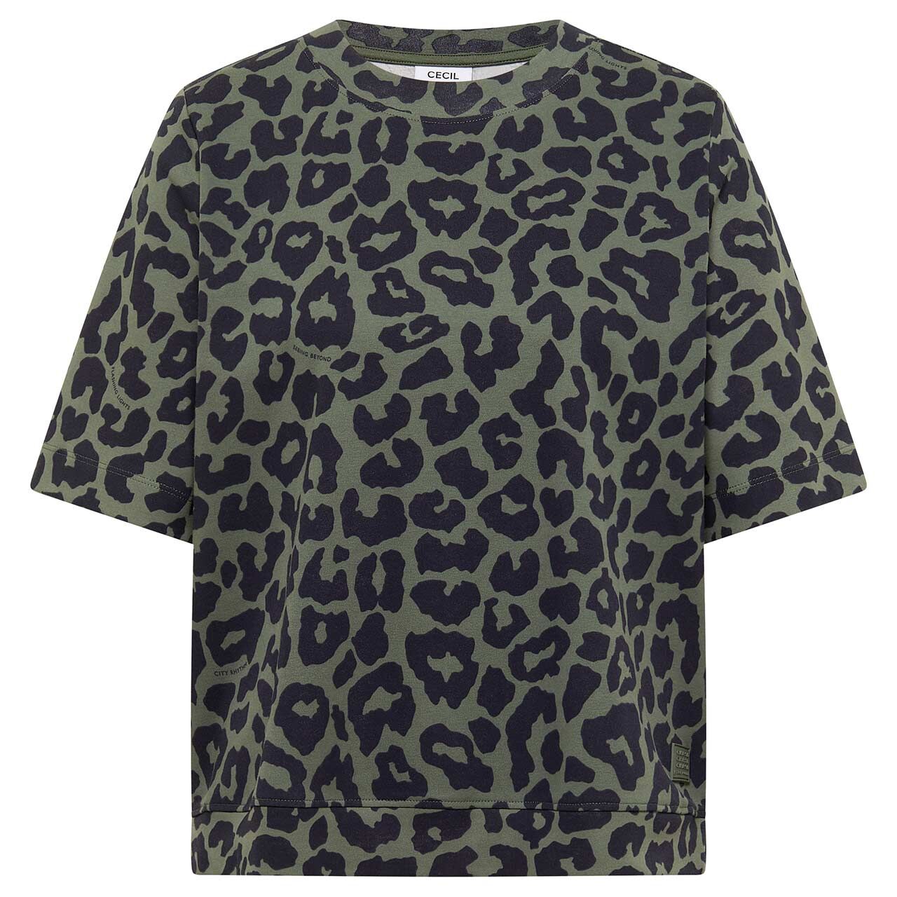Cecil Damen T-Shirt Two-Tone Leo dried olive green
