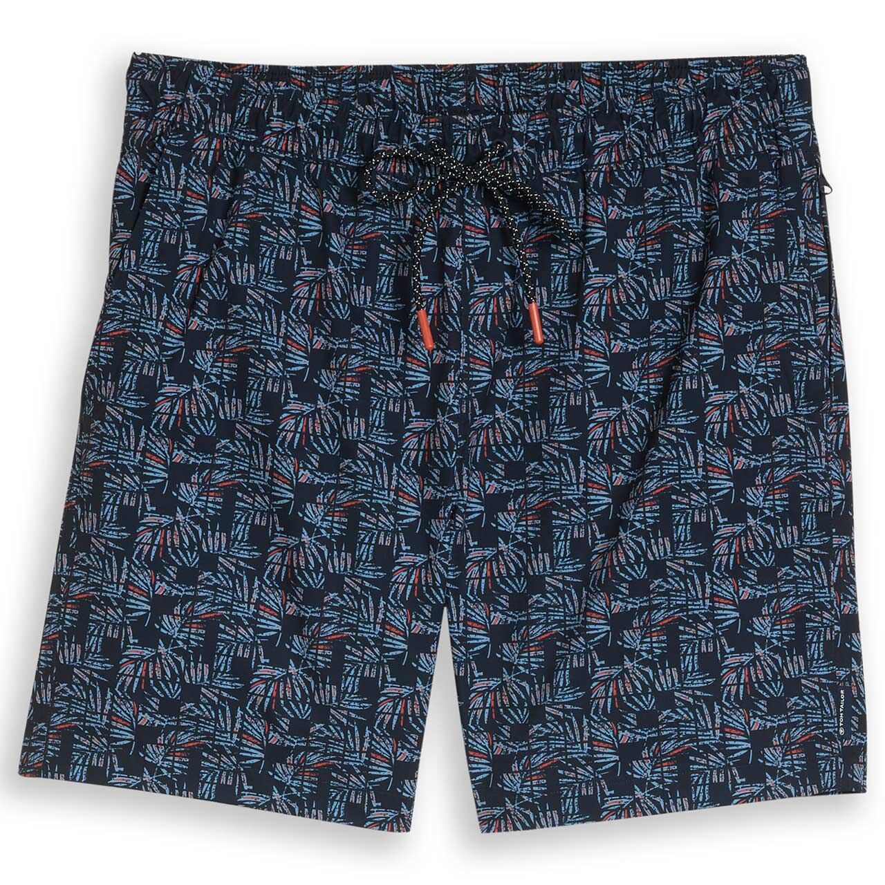 Herren Printed Swim Shorts von Tom Tailor in Dunkelblau mit Print, Vorderansicht