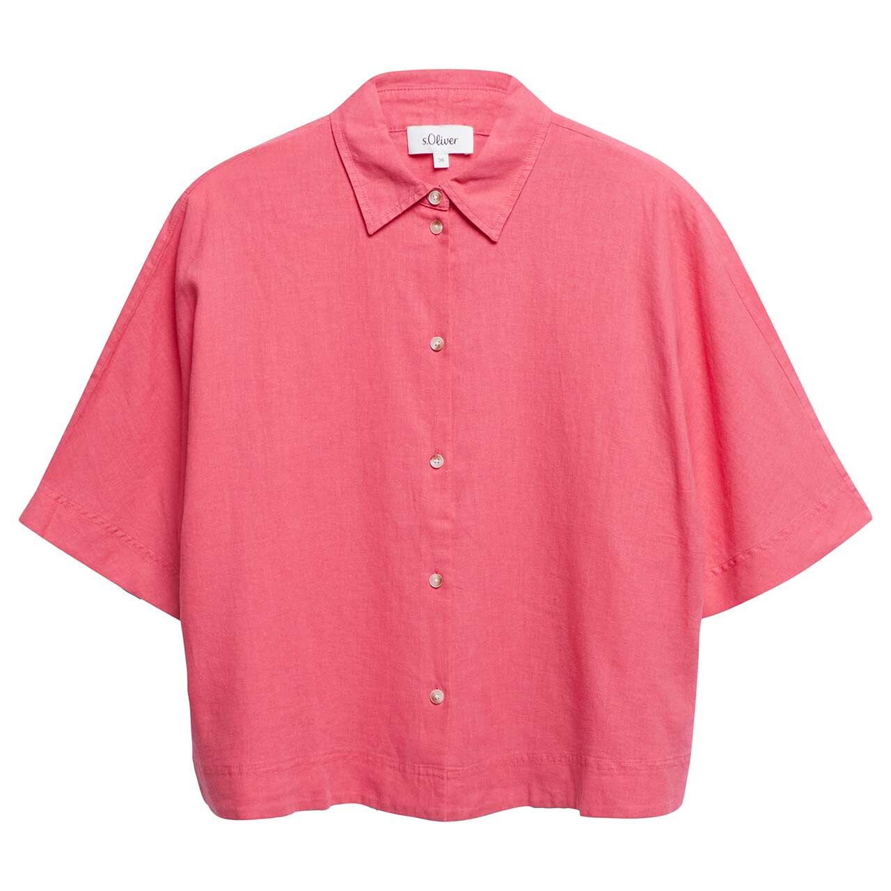 s.Oliver Damen Kurzarm Leinen Bluse marsala pink