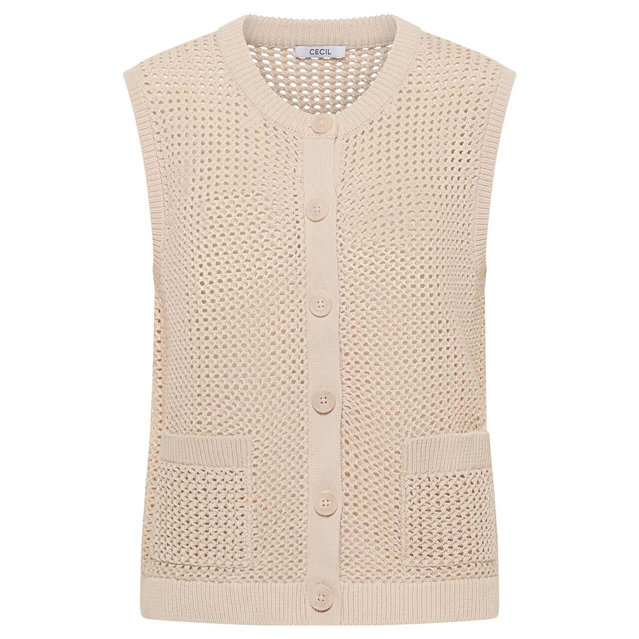 Cecil Damen Weste Buttoned Crochet Vest smooth sand beige