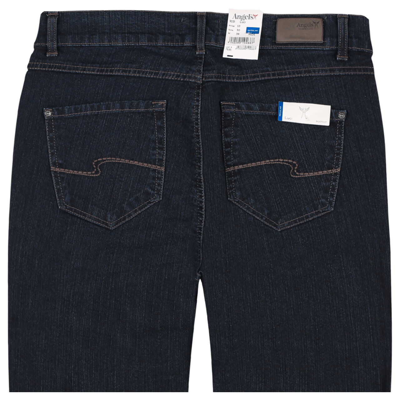 angels-jeans-luci-dark-blue-30-hinten Damenjeans Luci von Angels in Dunkelblau, detaillierte Rückansicht