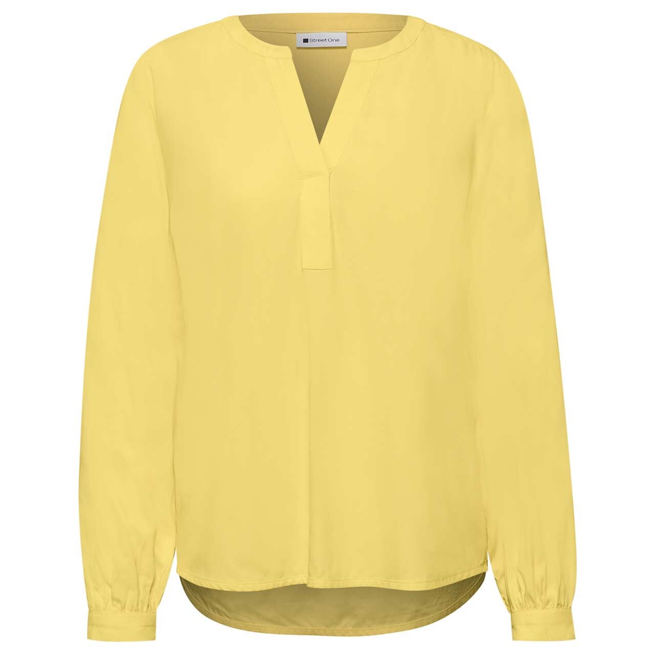Street One Damen Langarm Bluse Splitneck Tunic Uni bloom yellow