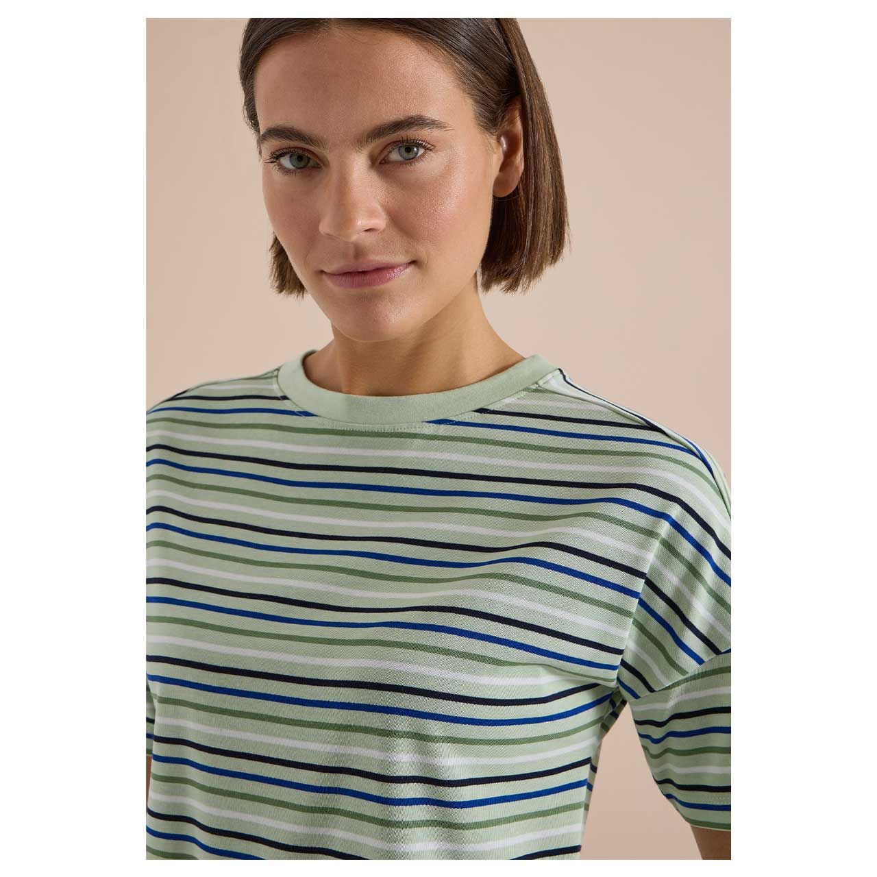 Cecil Damen T-Shirt Multi Striped raw matcha lime