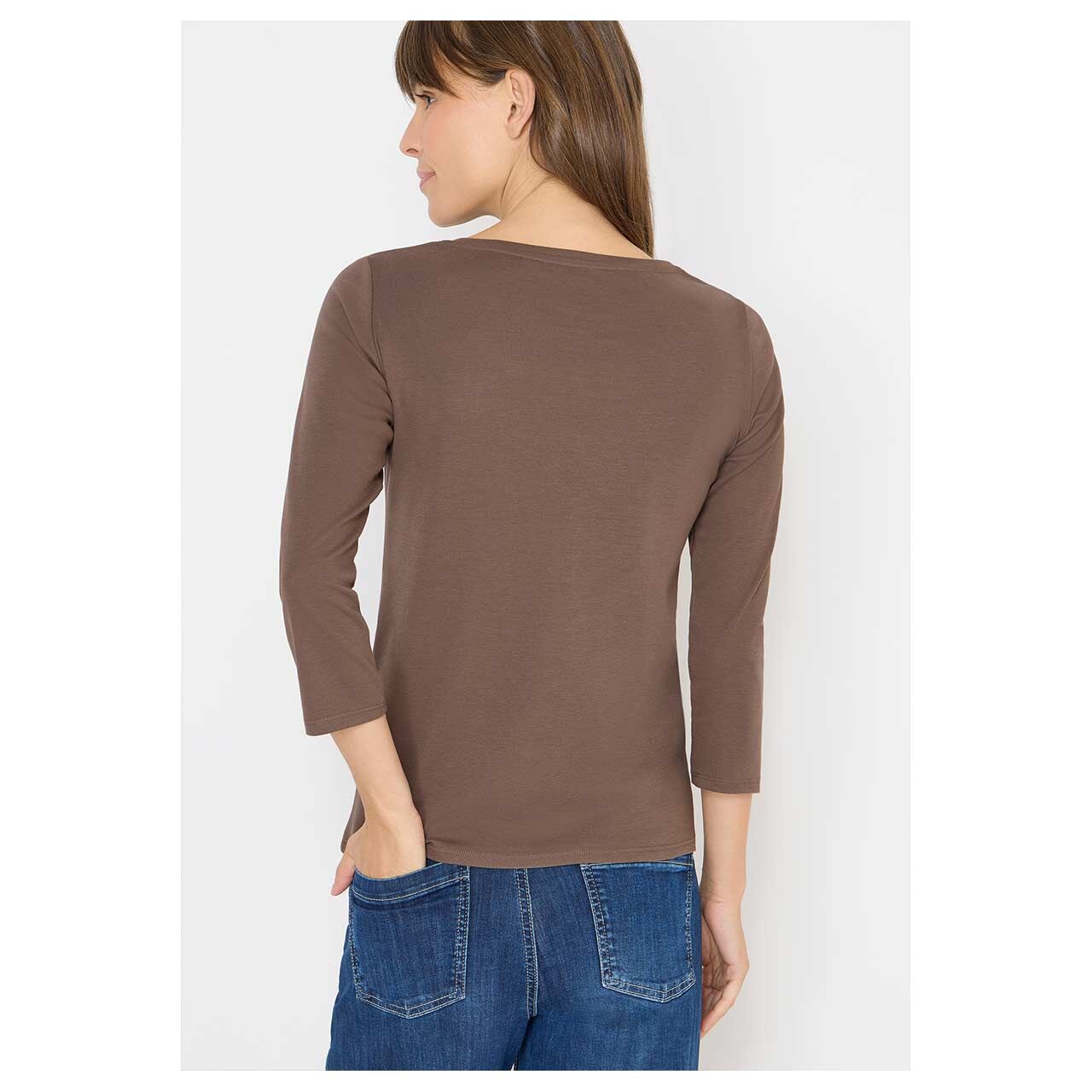 Damen 3/4 Arm Shirt Basic Boatneck von Cecil in Braun, Rückansicht am Model