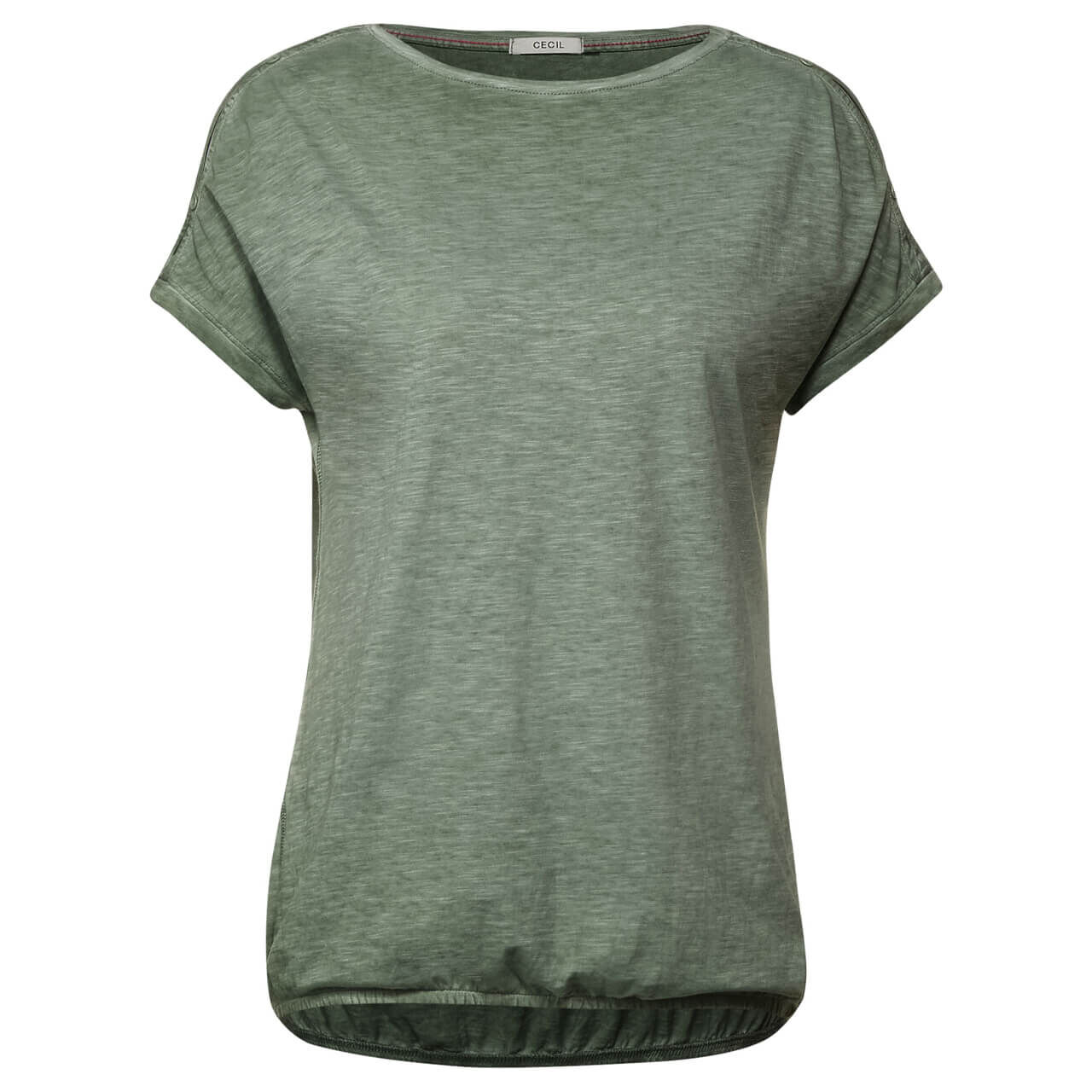 Cecil Button Shape T-Shirt für Damen in Salbeigrün meliert, FarbNr.: 13823