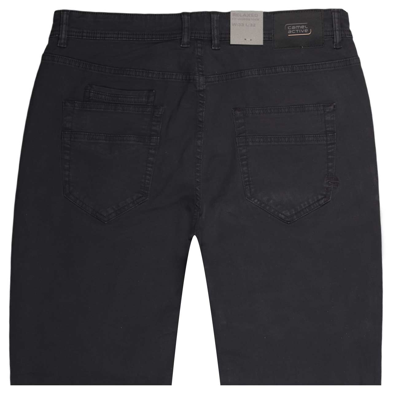Stretch Herren Baumwollhose Woodstock von Camel active in Dunkelblau, detaillierte Rückansicht