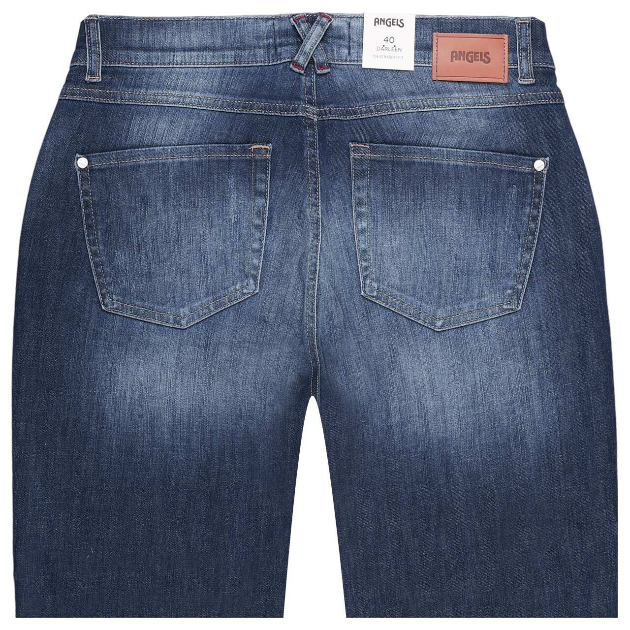 Damen Ankle Jeans Darleen Crop TU Font von Angels in Blau verwaschen mit Destroyed-Effekten, detaillierte Rückansicht