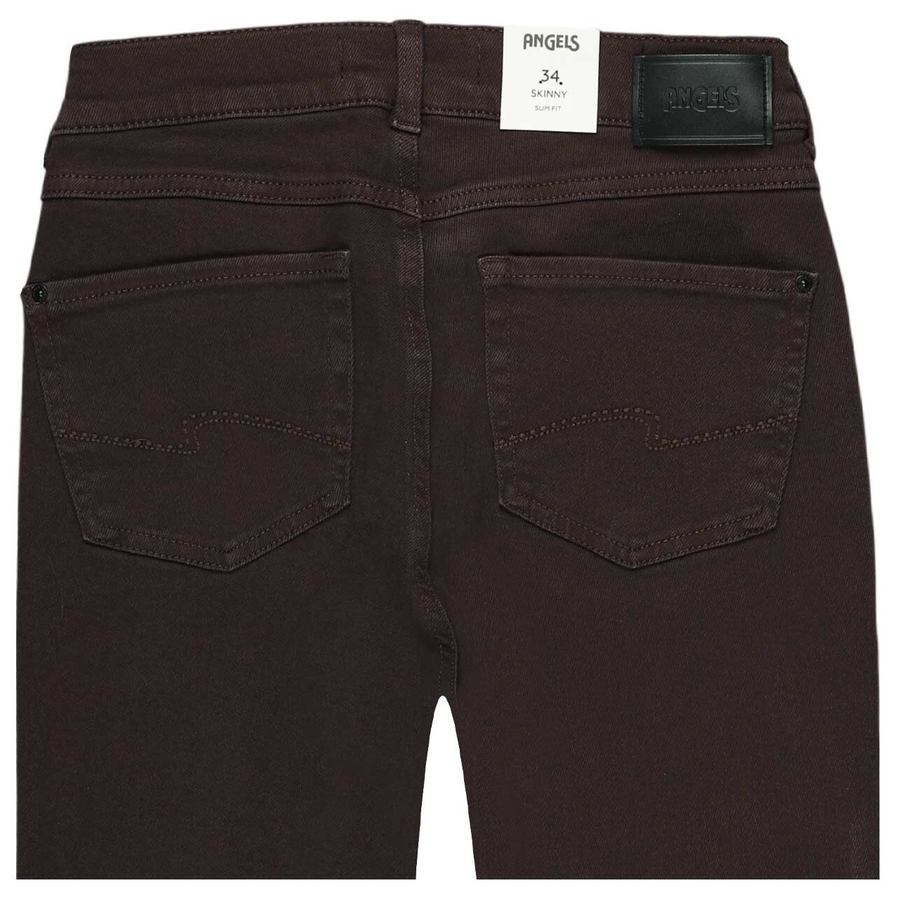 Damenjeans Skinny von Angels in Dunkelbraun angewaschen, detaillierte Rückansicht