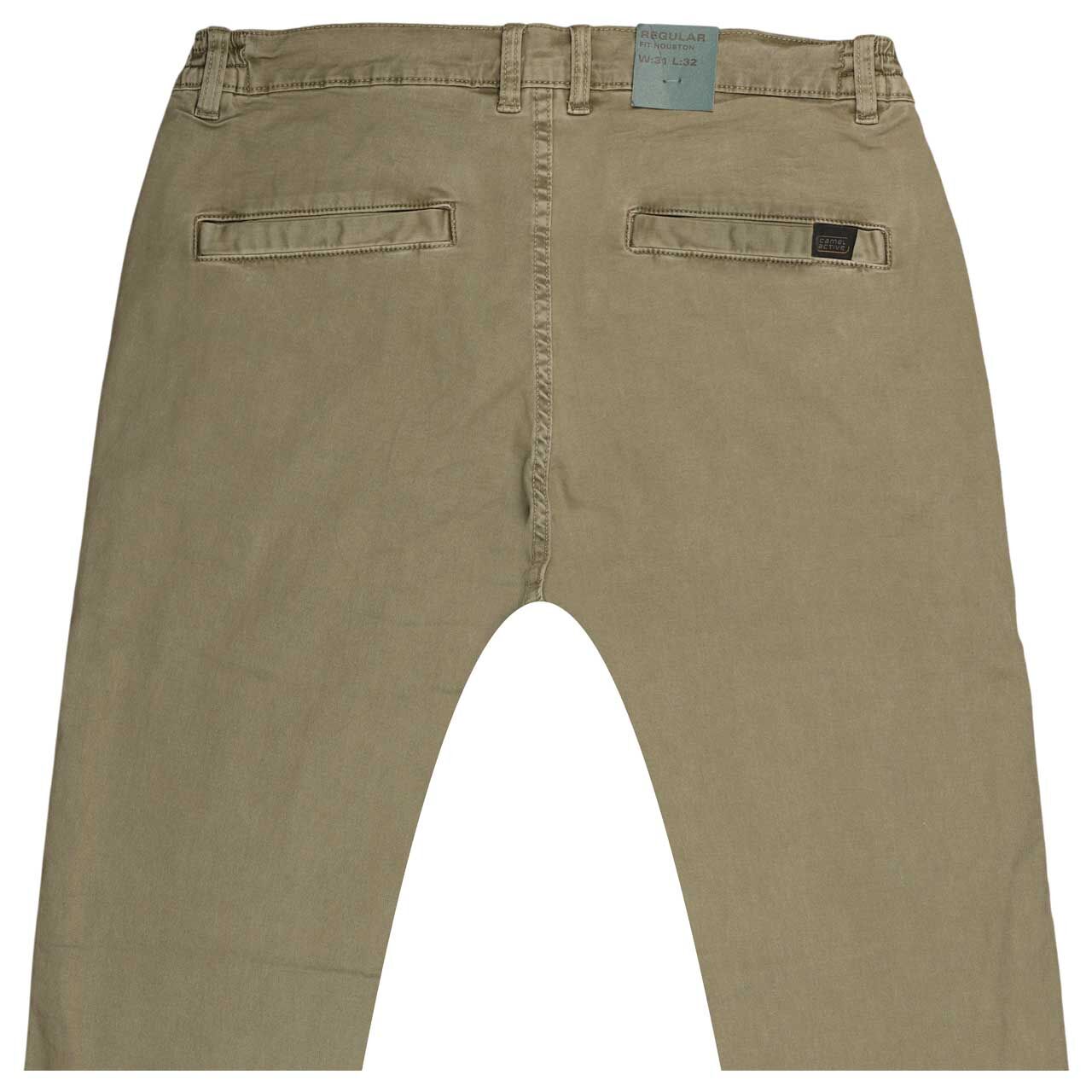 Herren Baumwollhose Houston von Camel active in Olivgrün, detaillierte Rückansicht
