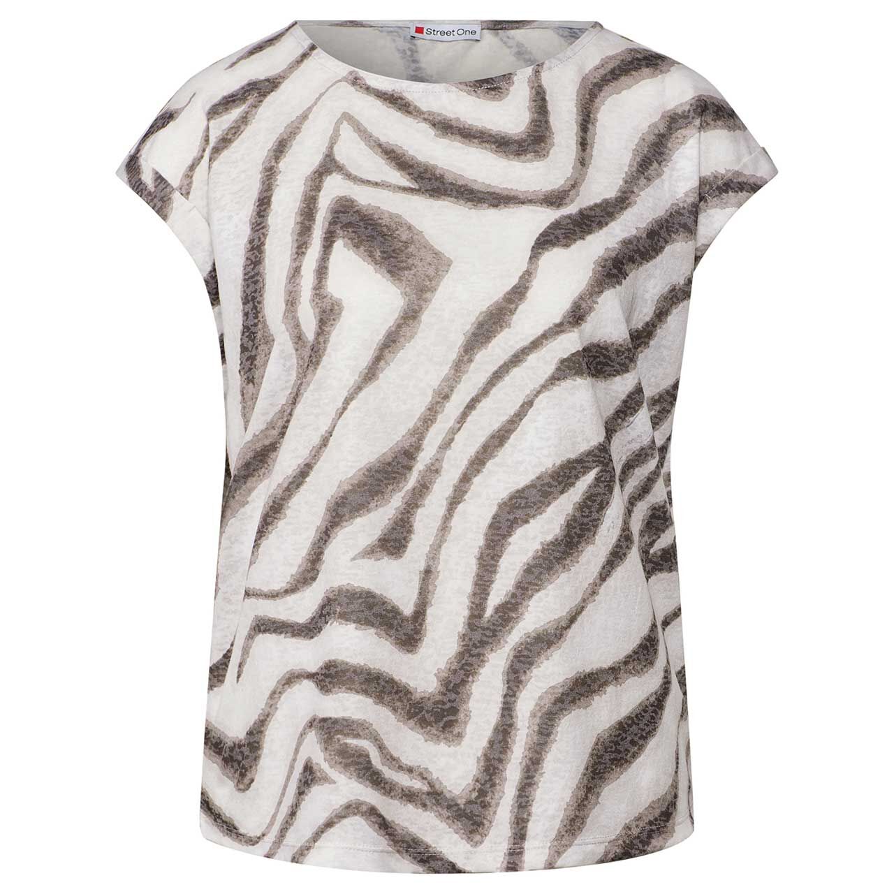 Vorderansicht des Damen T-Shirts von Street One in Beige mit Print mit der Farbnummer 36770