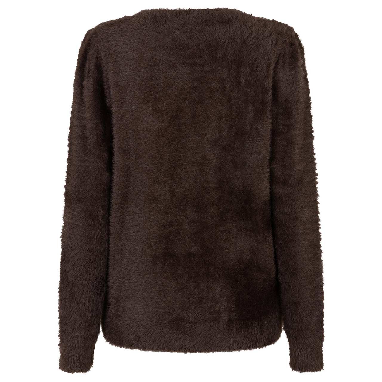 Damen Pullover Fuzzy Puff Sleeve von Red Button in Dunkelbraun, Rückansicht