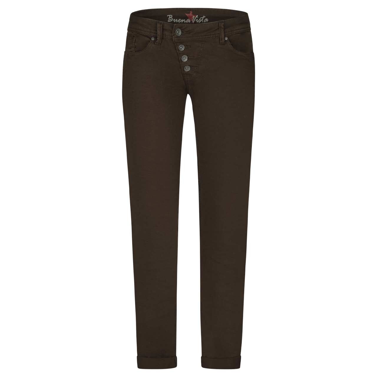 Damen Baumwollhose Malibu Stretch Twill von Buena Vista in Dunkelbraun, Vorderansicht