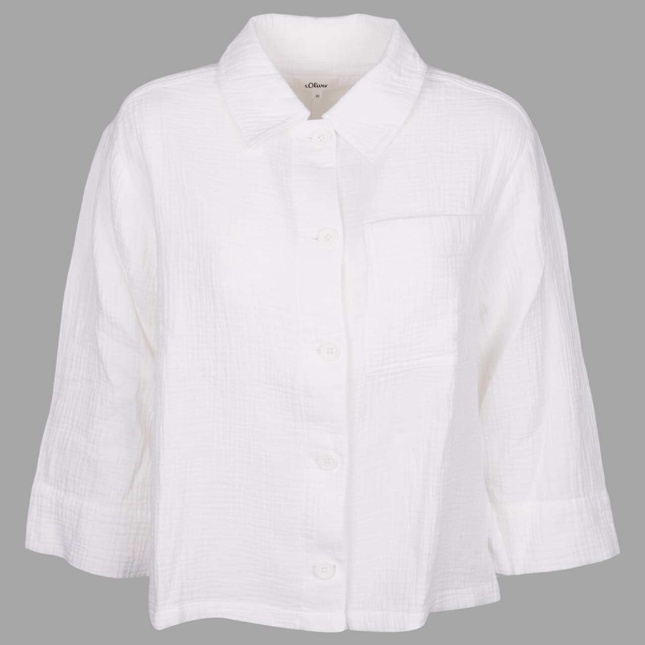 s.Oliver Damen 3/4 Arm Hemdjacke white