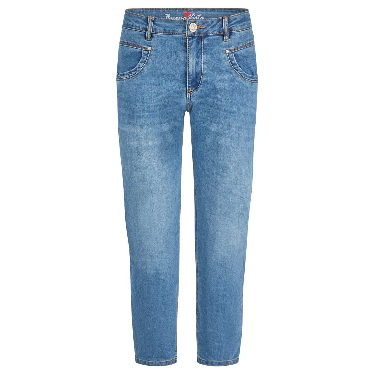 Damenjeans Anna C 7/8 Straight Stretch Denim von Buena Vista in Blau angewaschen, Vorderansicht