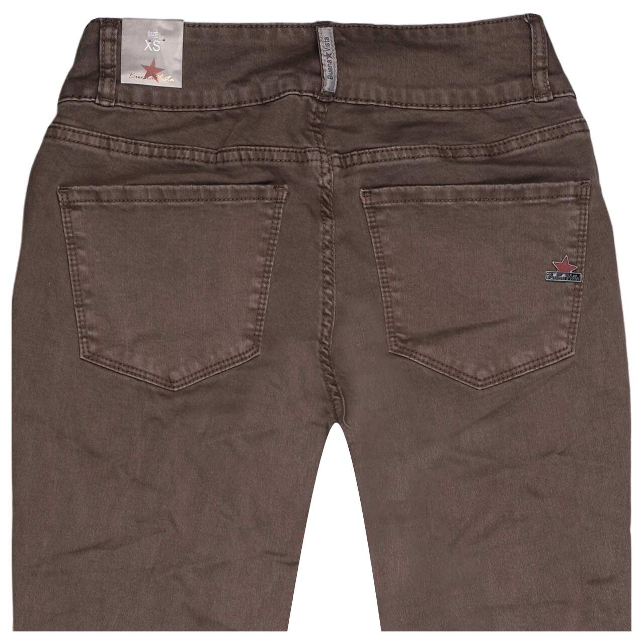 Damen Ankle Baumwollhose Tummyless Cropped Stretch Twill von Buena Vista in Braun, detaillierte Rückansicht