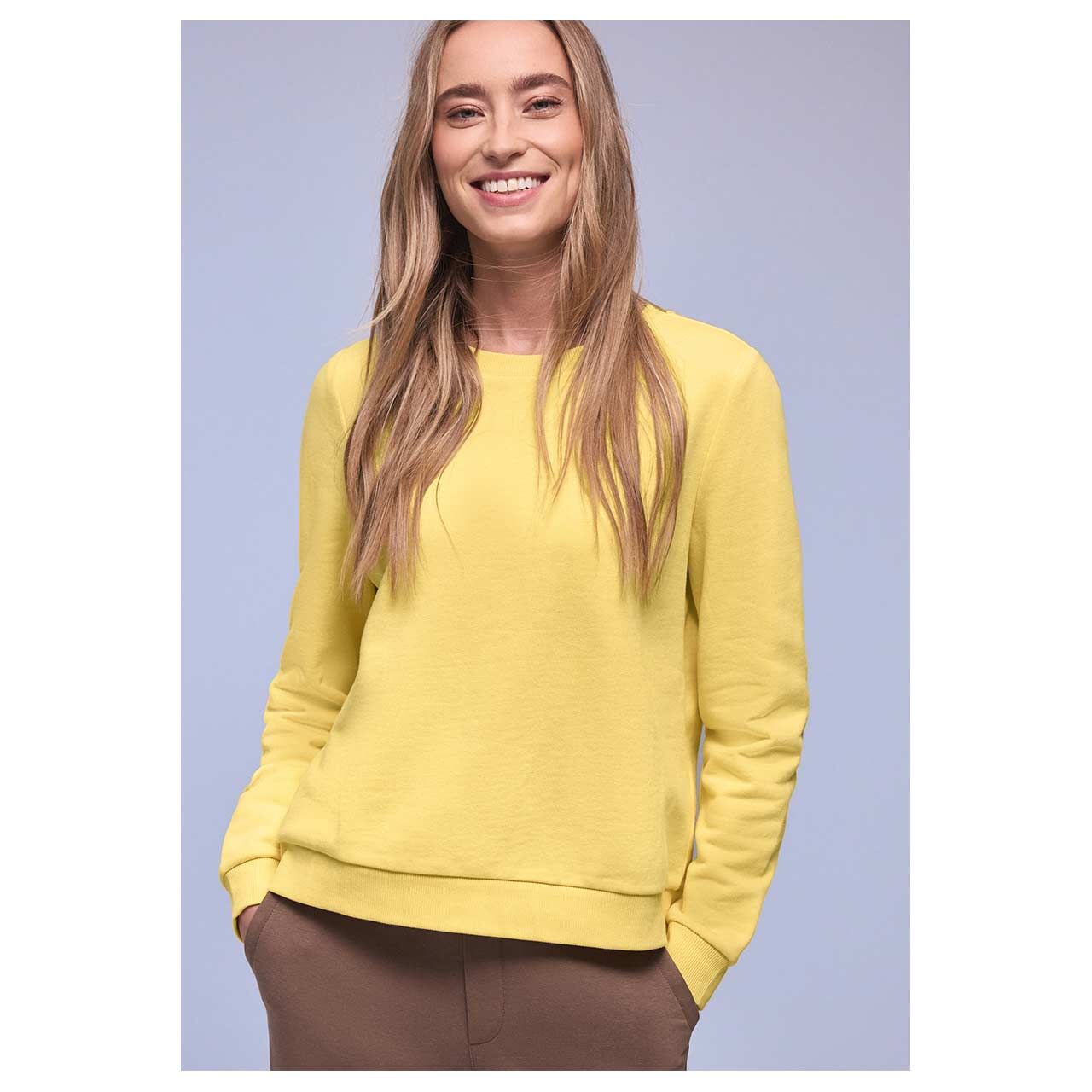 Damen Sweatshirt Basic von Street One in Gelb, Vorderansicht
