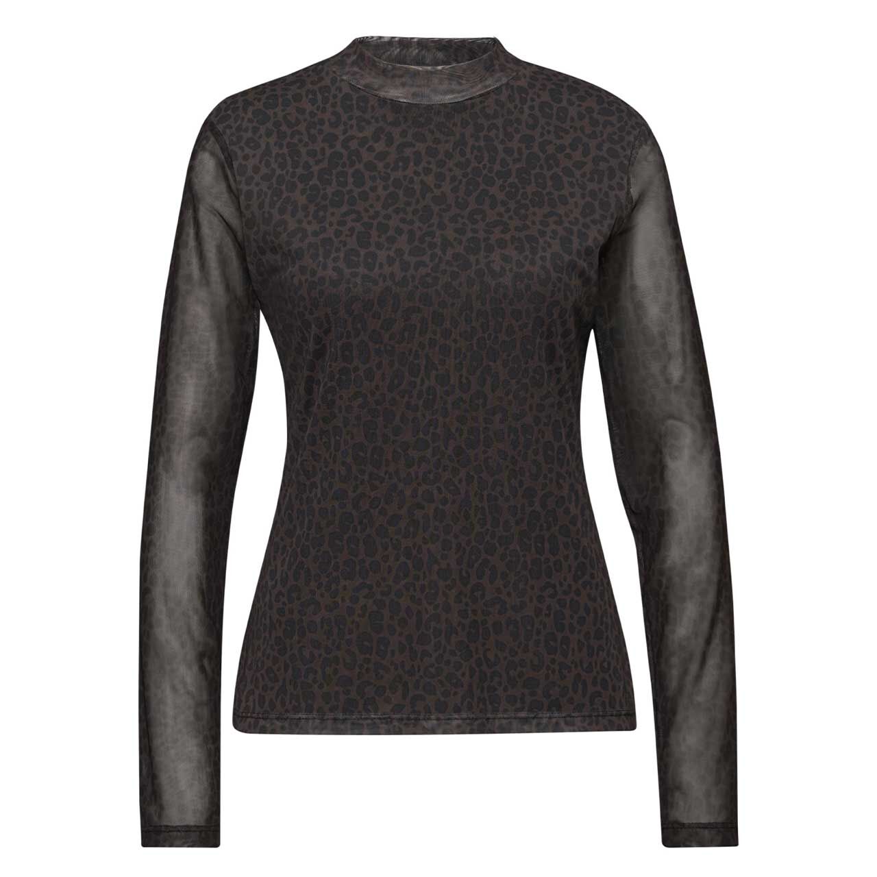 Street One Damen Langarm Shirt Printed Mesh darkest brown