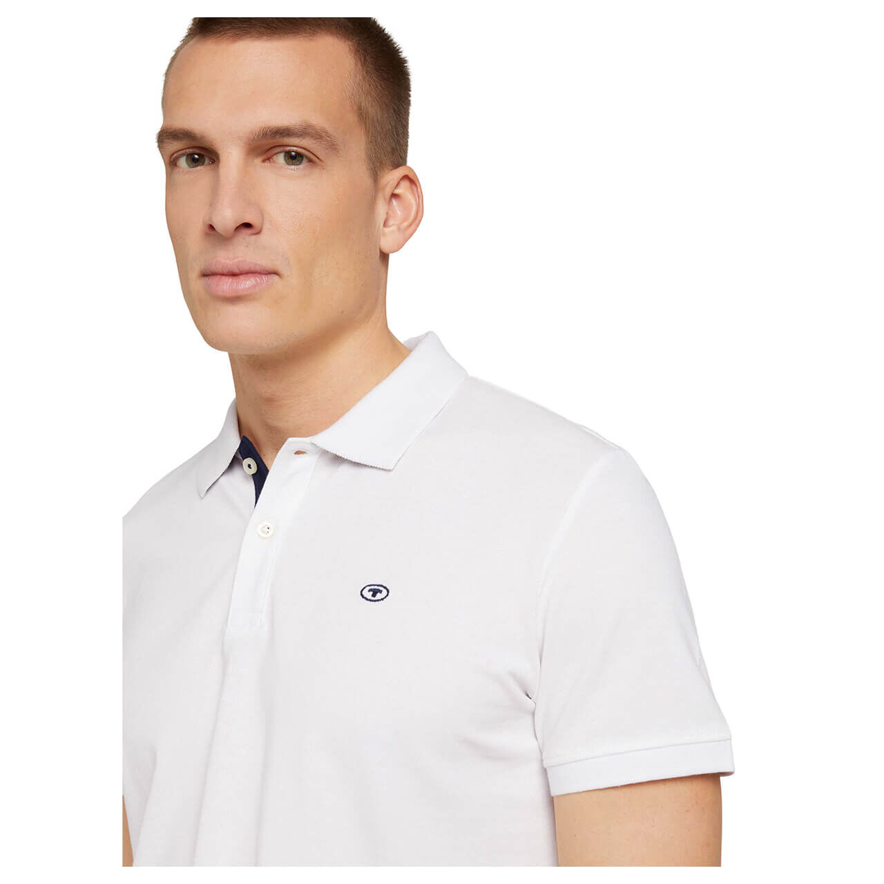 Tom Tailor Herren Piqué Poloshirt contrast white