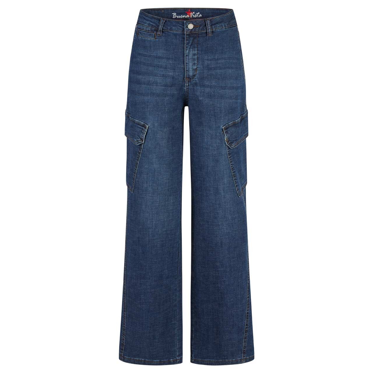 Damenjeans Wide Leg C Cross Denim von Buena Vista in Dunkelblau angewaschen, Vorderansicht