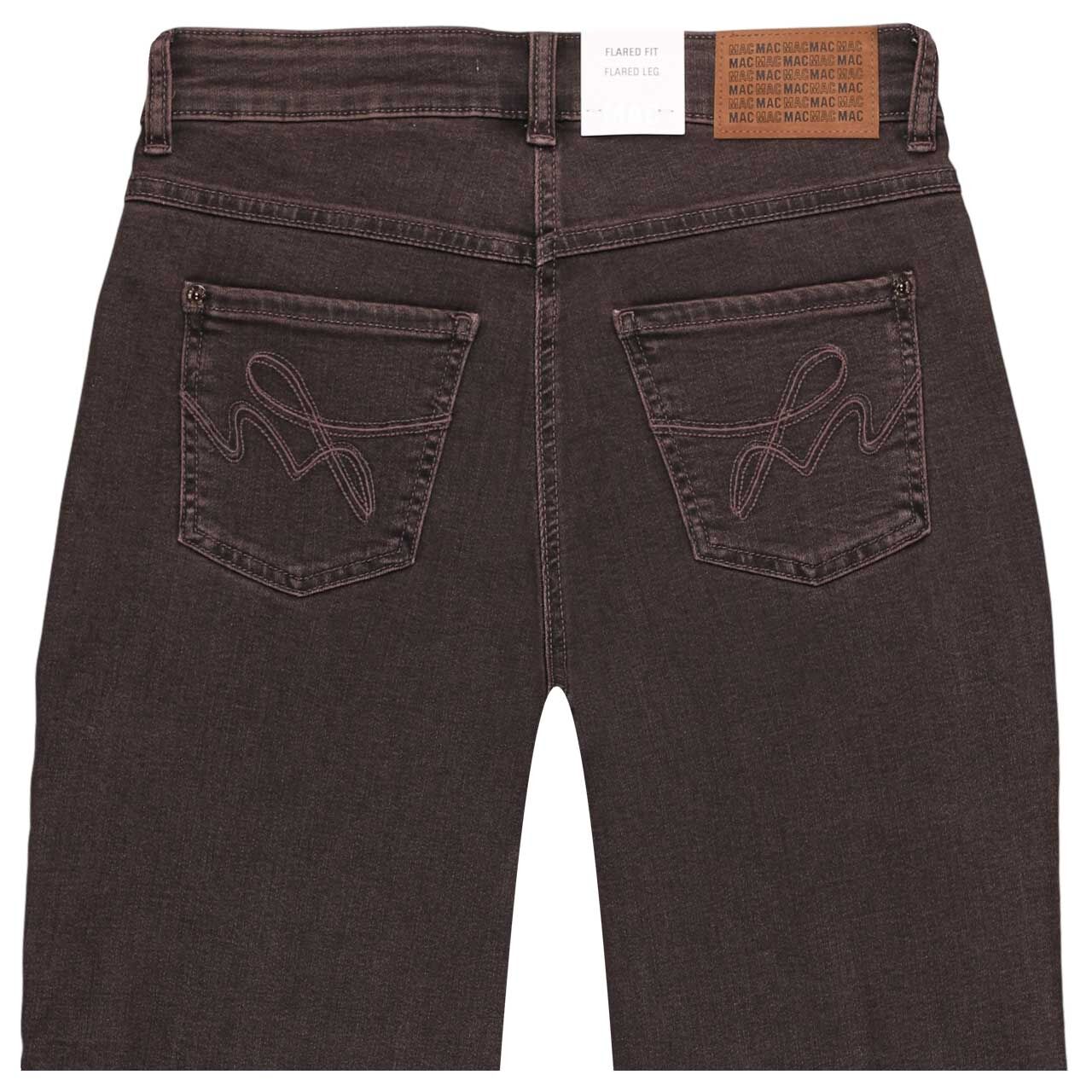 Stretch Damenjeans Laura von MAC in Graubraun, detaillierte Rückansicht