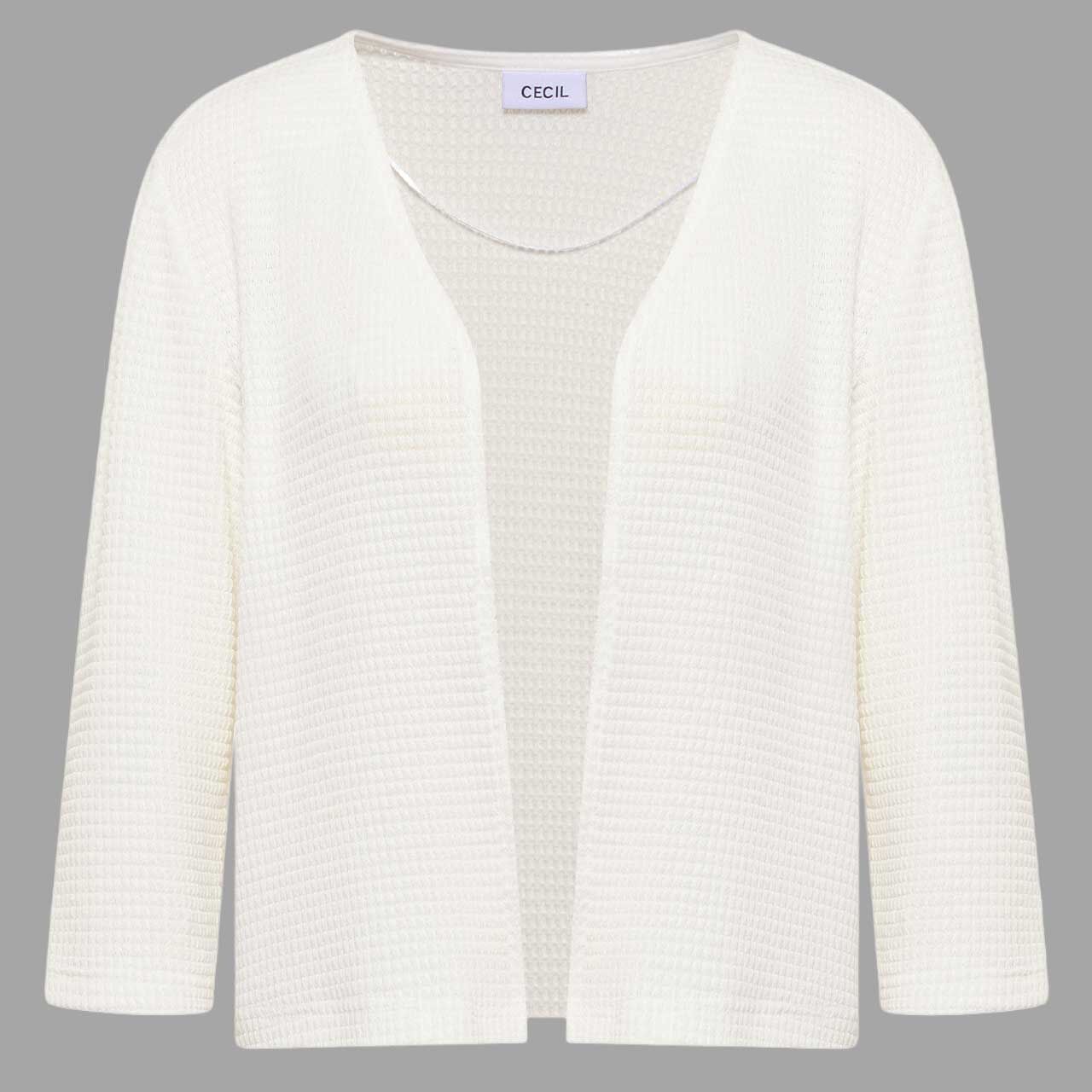 Cecil Damen 3/4 Arm Strickjacke Ajour Knit Open Jacket vanilla white cream