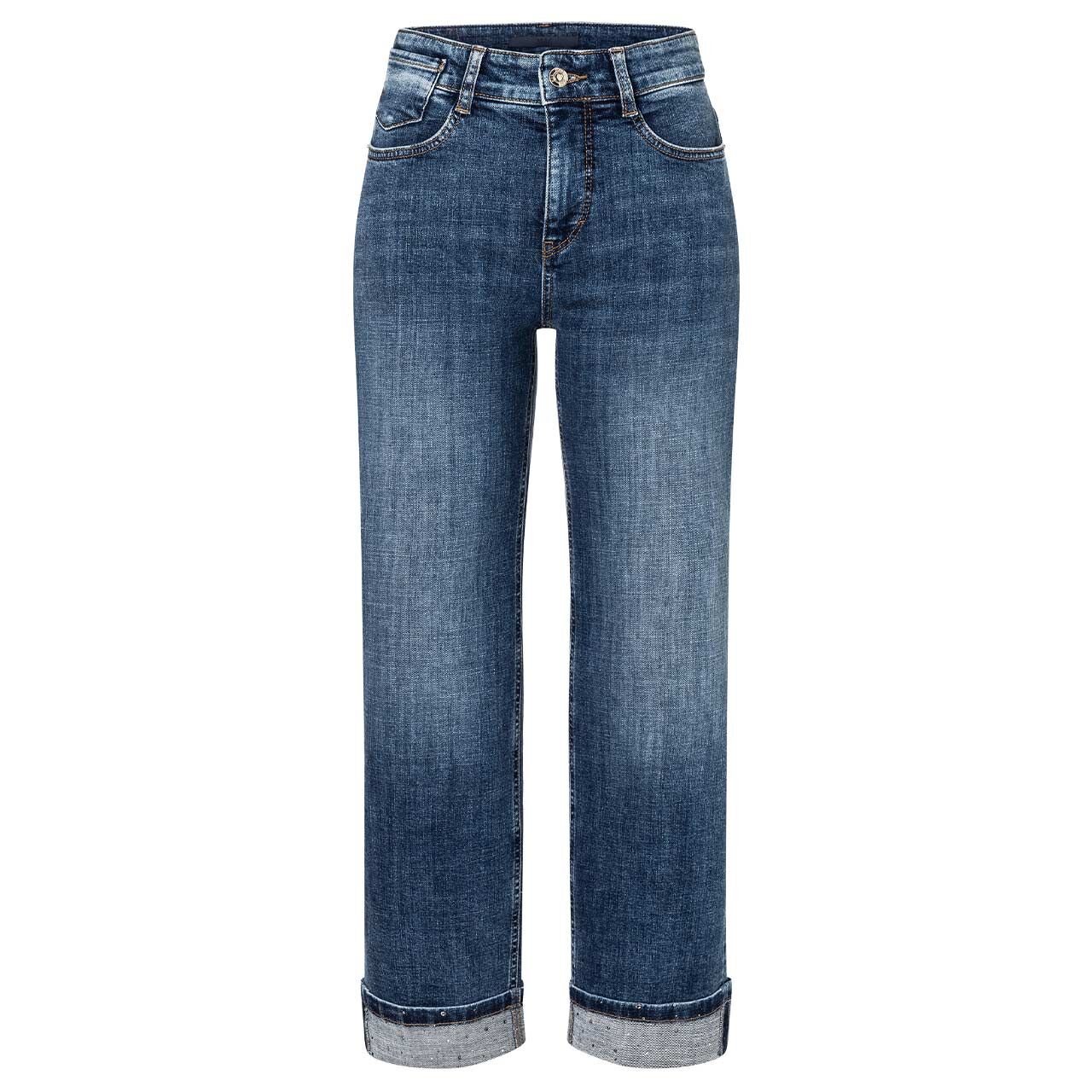 Stretch Damen 7/8 Jeans Laura von MAC in Blau angewaschen, Vorderansicht