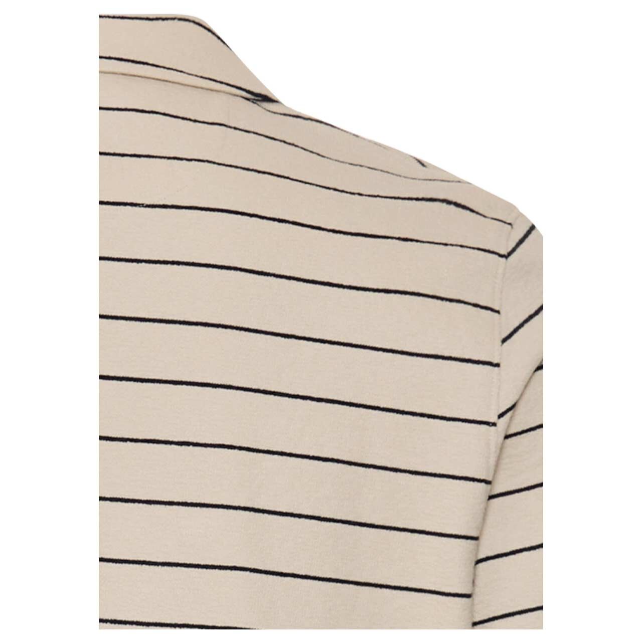 Herren Poloshirt von Camel active in Beige gestreift, detaillierte Rückansicht Kragen