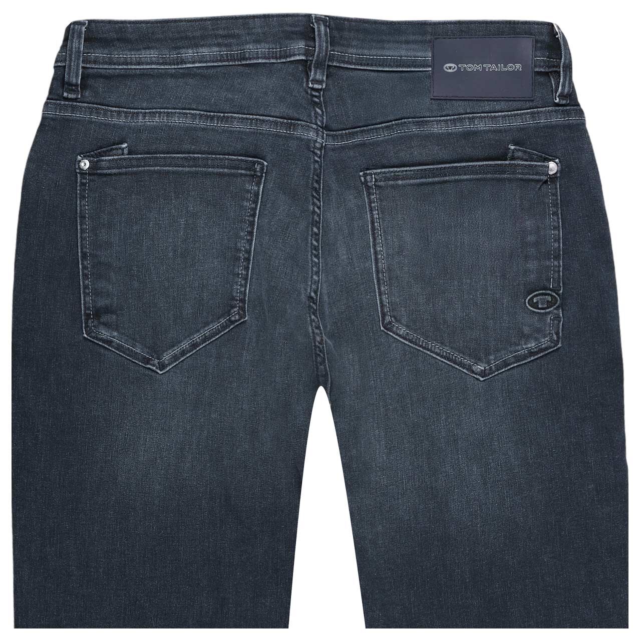 Herrenjeans Curt von Tom Tailor in Dunkelblau angewaschen, detaillierte Rückansicht