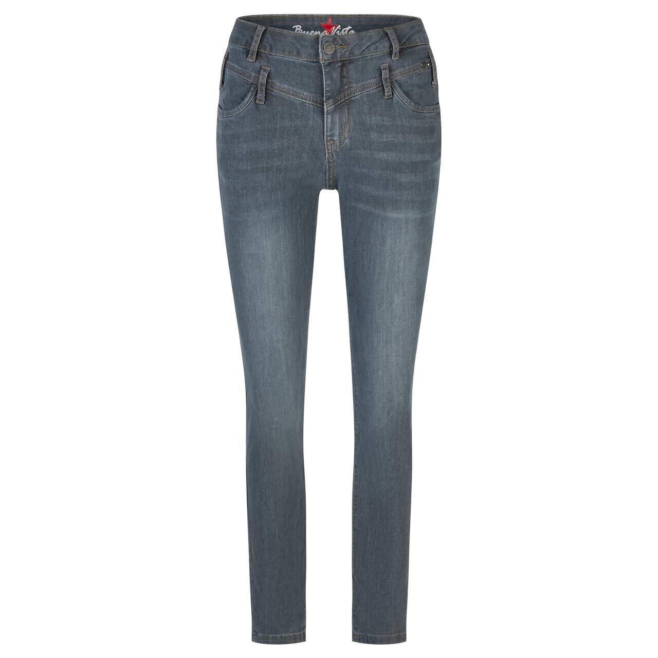 Damenjeans Florida Cropped Stretch Denim von Buena Vista in Grau angewaschen, Vorderansicht