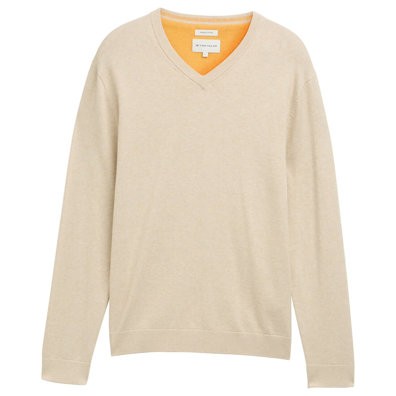 Tom Tailor Herren Pullover Basic V-neck Knit soft beige melange Tom Tailor Herren Pullover Basic V-neck Knit soft beige melange
