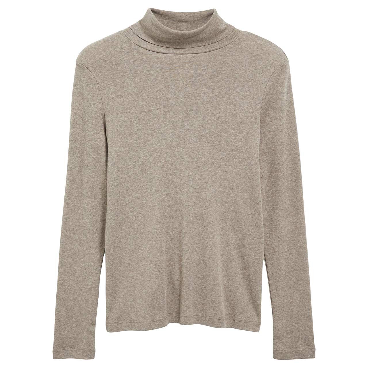 s.Oliver Damen Rollkragen Langarm Shirt beige brown melange