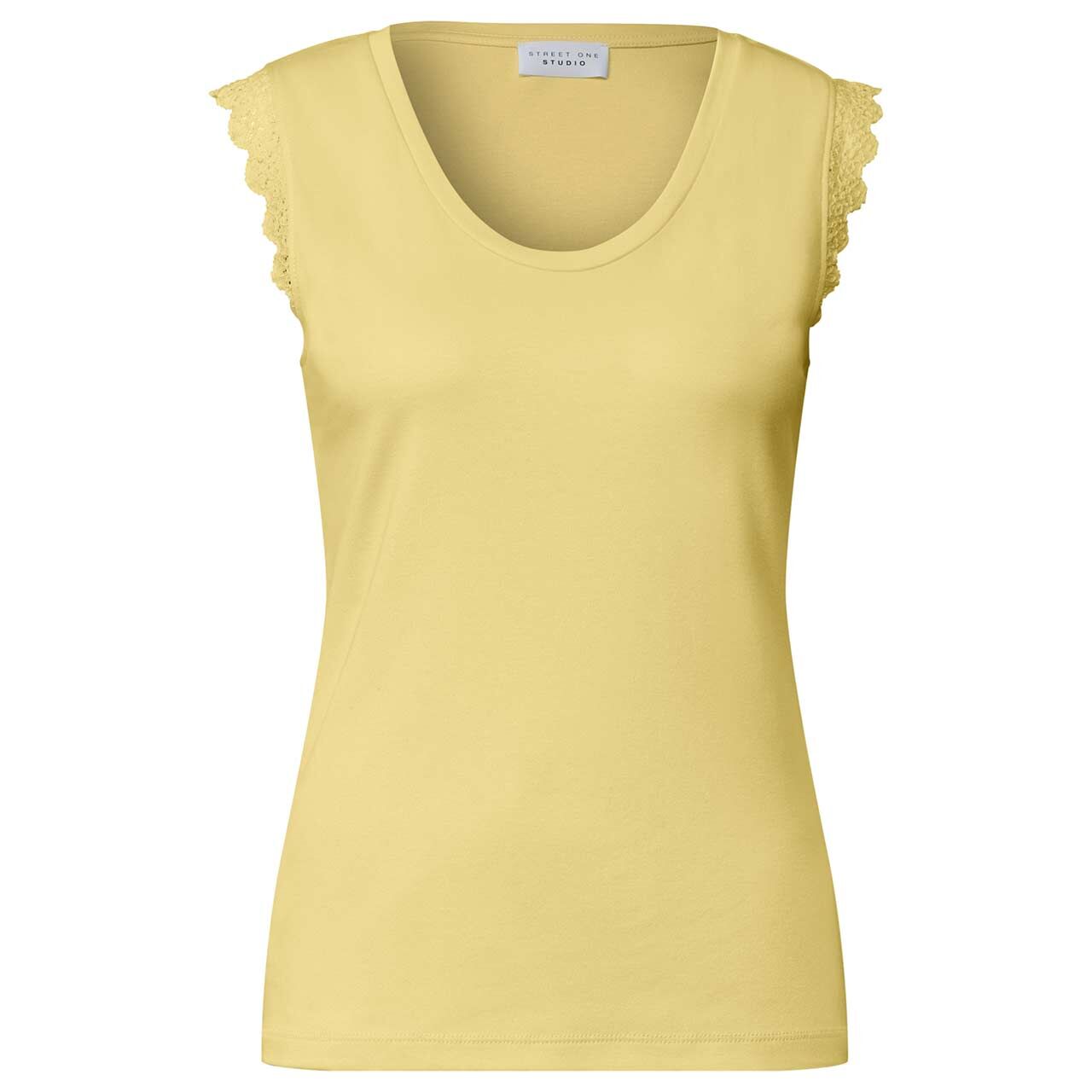 Street One Studio Damen Top V-Neck Lace Frill snap yellow