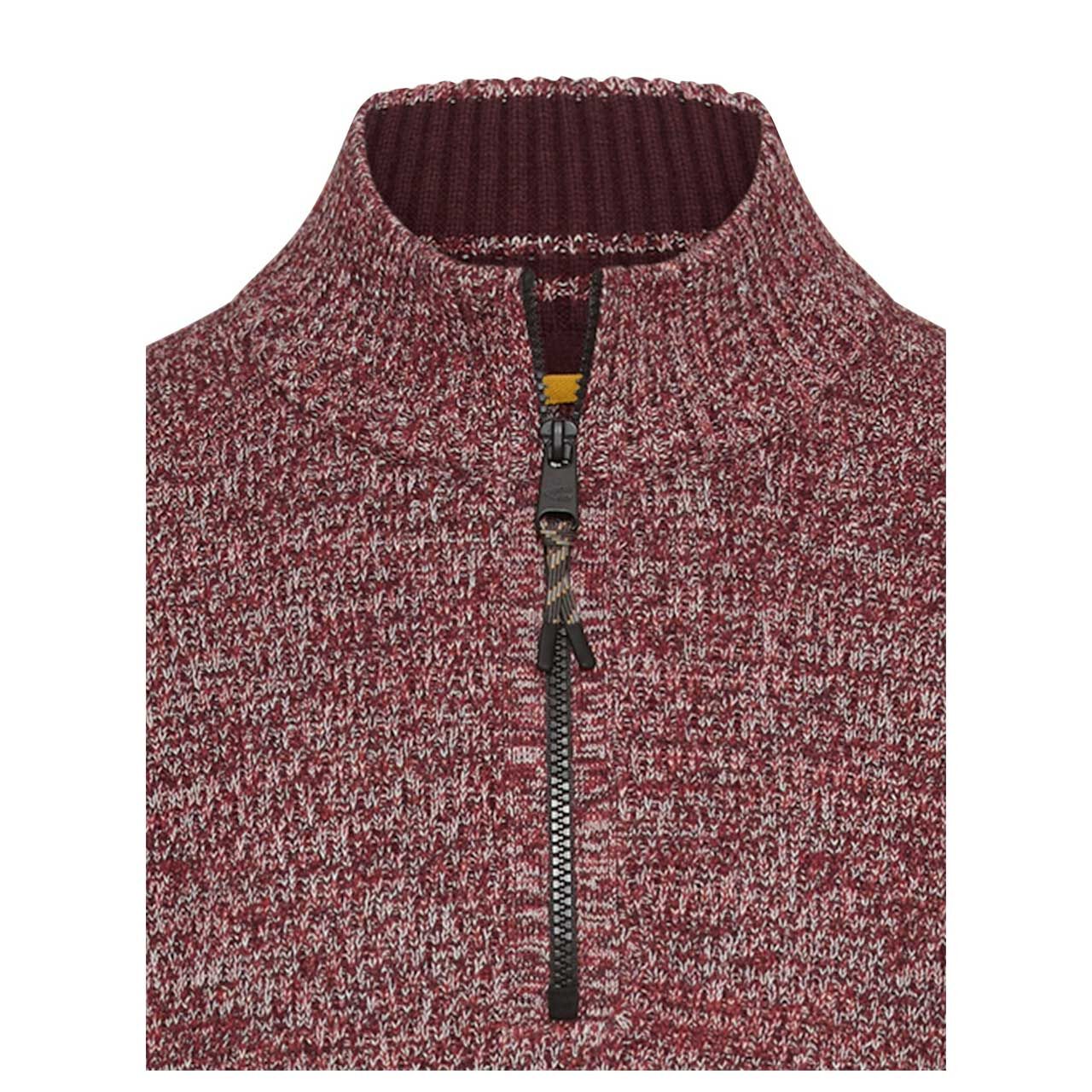 Herren Pullover Troyer von Camel active in der Farbe Rot meliert, detaillierte Vorderansicht