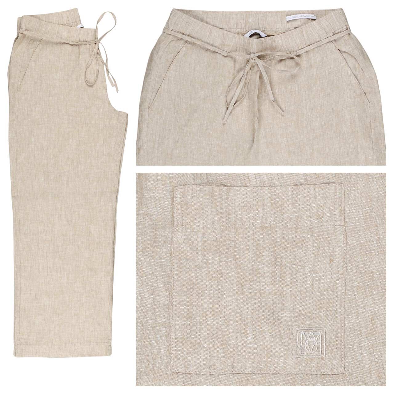 MAC Chiara Belt 7/8 Leinenhose almond beige melange
