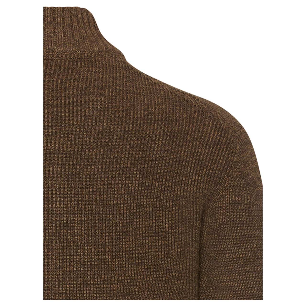 Herren Pullover Troyer von Camel active in der Farbe Dunkelbraun meliert, detaillierte Rückansicht Kragen