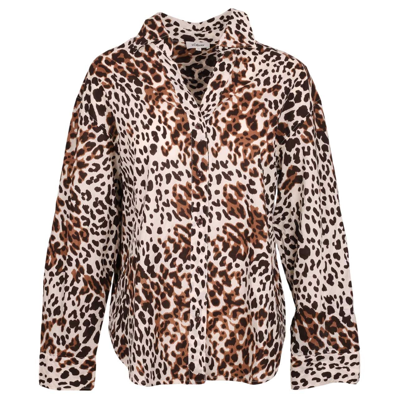 s.Oliver Damen Langarm Bluse almond white leo print