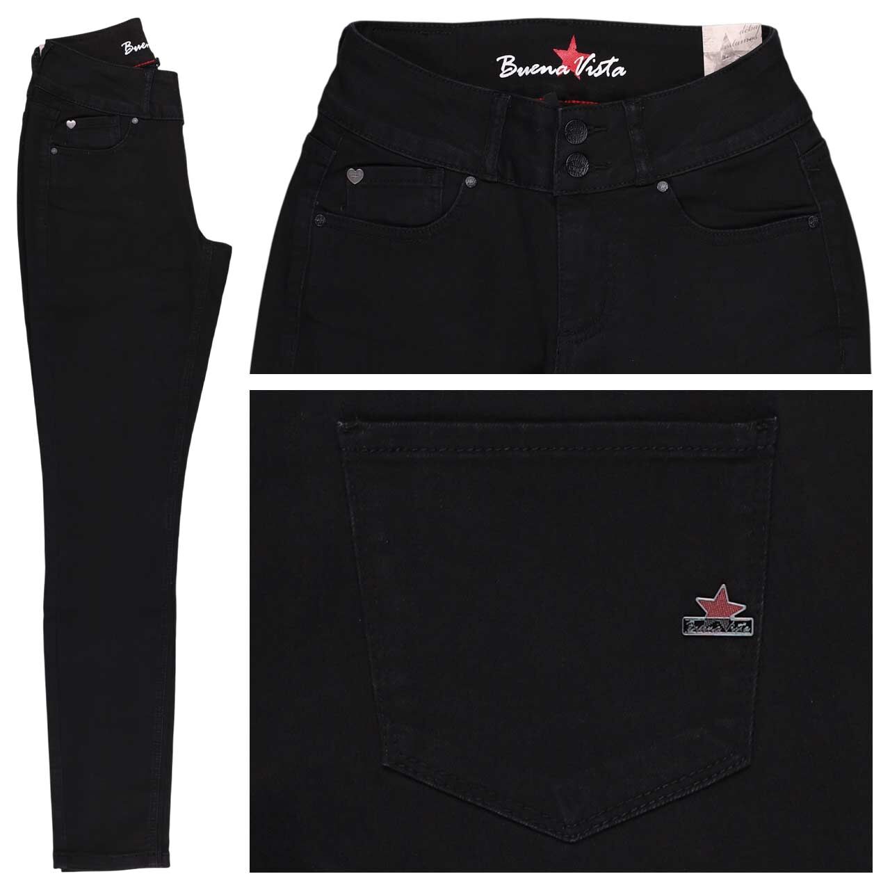 Buena Vista Tummyless Stretch Denim Jeans pure black